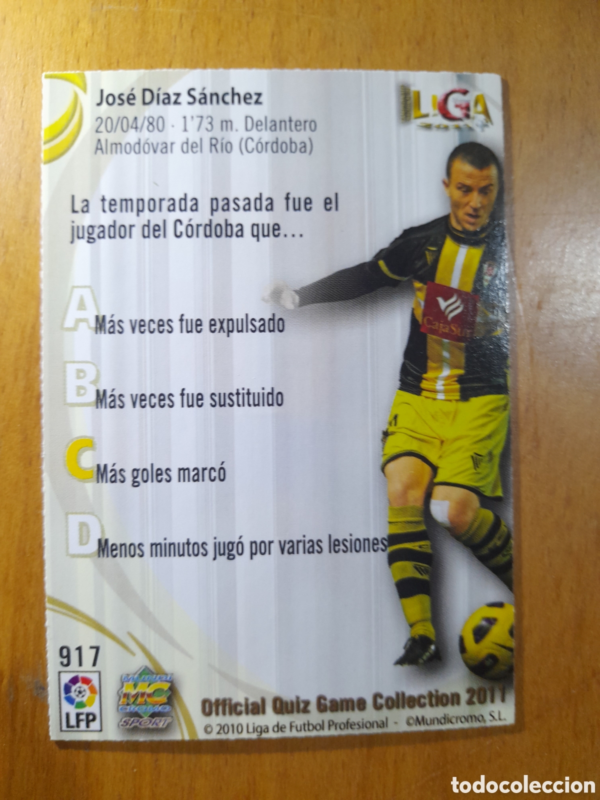 Cromos de f&uacute;tbol: N&deg;917 Jos&eacute; Diaz Mundicromo 2010/2011 - Foto 1