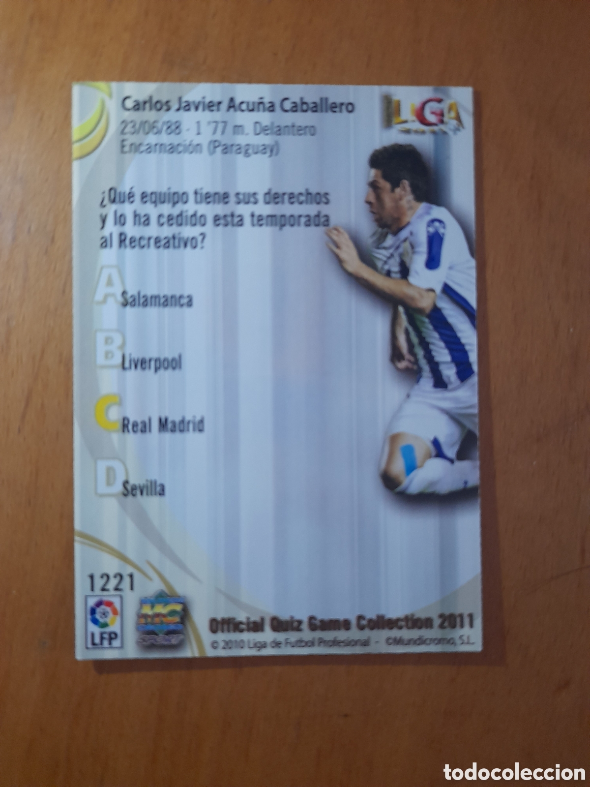 Football Stickers: N&deg;1221 Carlos Javier Acu&ntilde;a Mundicromo 2010/2011