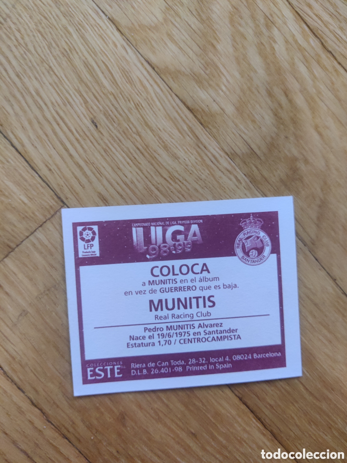 Cromos de f&uacute;tbol: Munitis racing de Santander este 1998 1999 98 99 - Foto 2