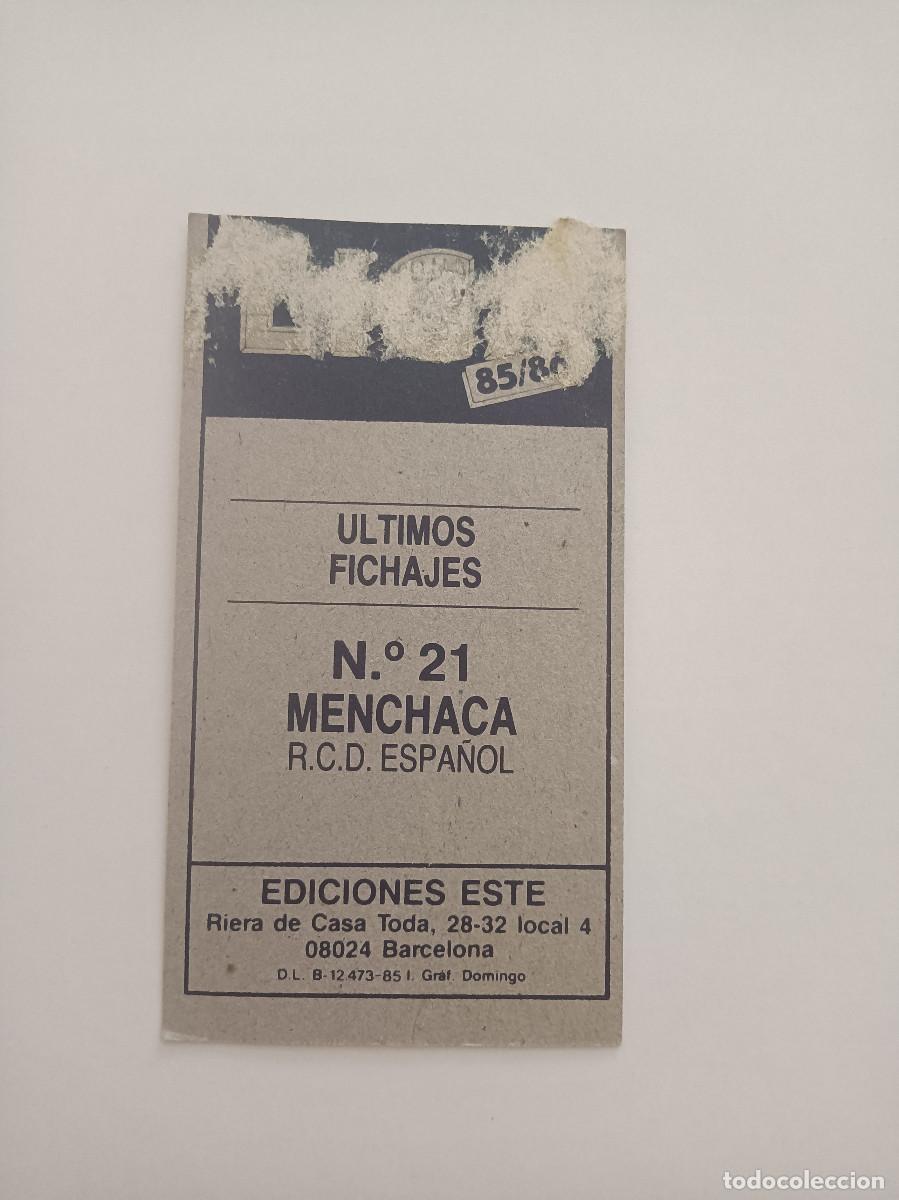 Cromos de f&uacute;tbol: CROMO MENCHACA EDICIONES ESTE 85/86 - Foto 2