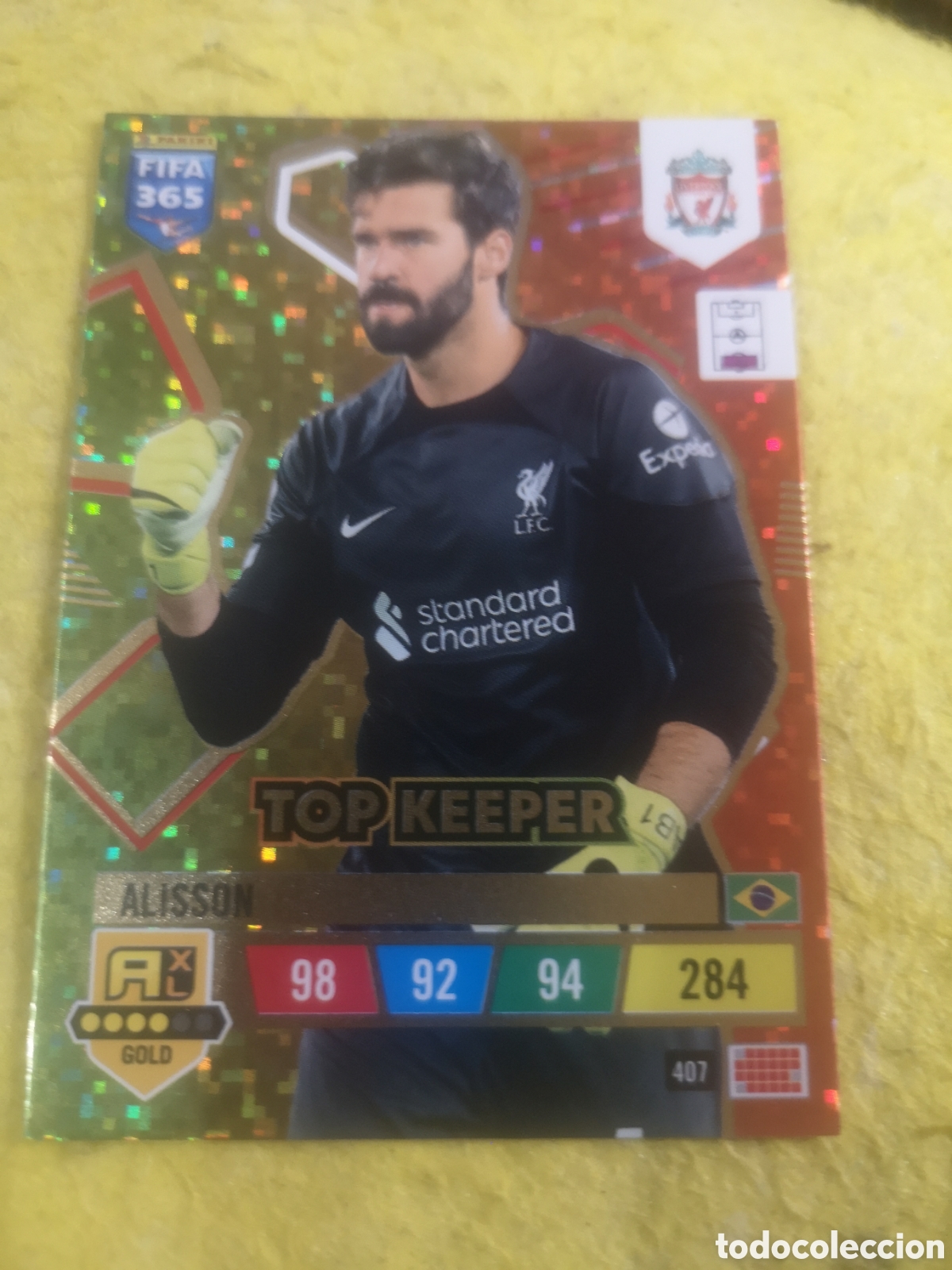 Cromos de f&uacute;tbol: ADRENALYN XL 2023 FIFA 365 TOP KEEPER 407 ALISSON LIVERPPOL
