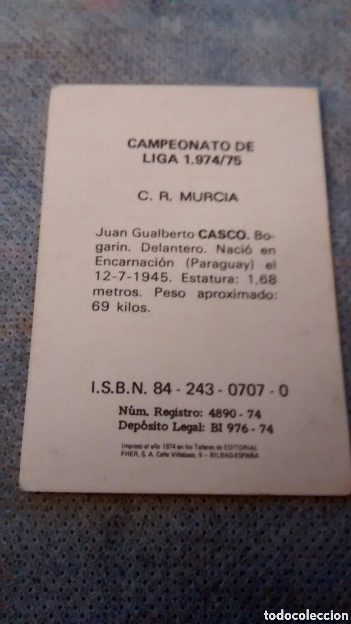 Cromos de f&uacute;tbol: 74 75 FHER, CASCO, MURCIA - Foto 2