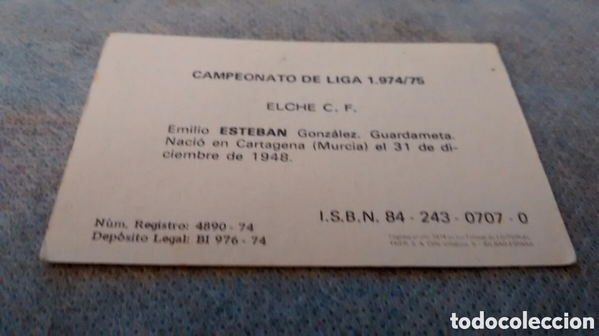 Cromos de f&uacute;tbol: 74 75 FHER, ESTEBAN, ELCHE - Foto 2