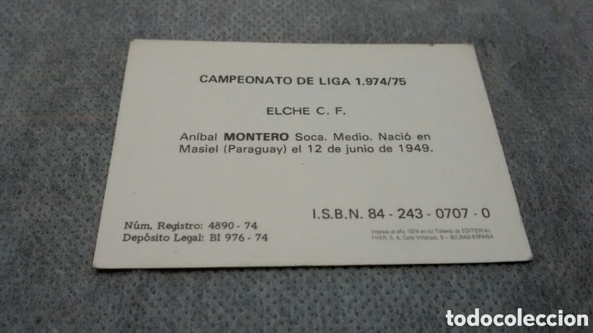 Cromos de f&uacute;tbol: 74 75 FHER, MONTERO, ELCHE - Foto 2