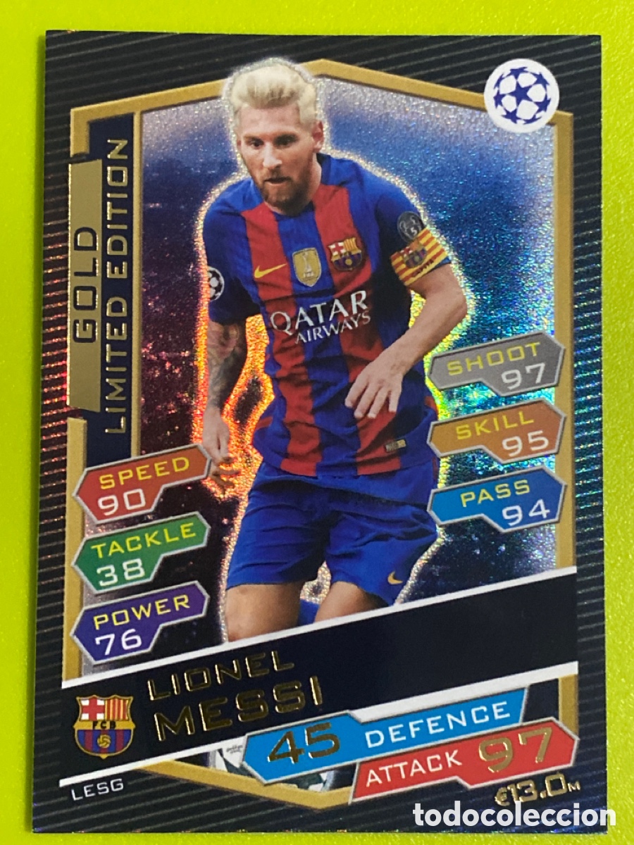 Fu&szlig;ball-Sticker: TOPPS MATCH ATTAX 2016/2017 LIONEL MESSI 16/17 GOLD LIMITED EDITION