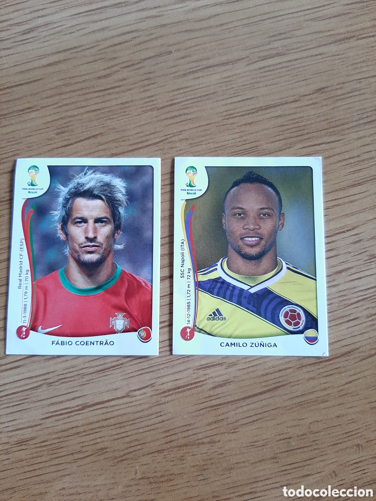 Cromos de F&uacute;tbol: N&deg; 513 FABIO COENTRAO Y 191 CAMILO ZU&Ntilde;IGA - MUNDIAL FUTBOL BRASIL 2014 FIFA WORLD CUP PANINI