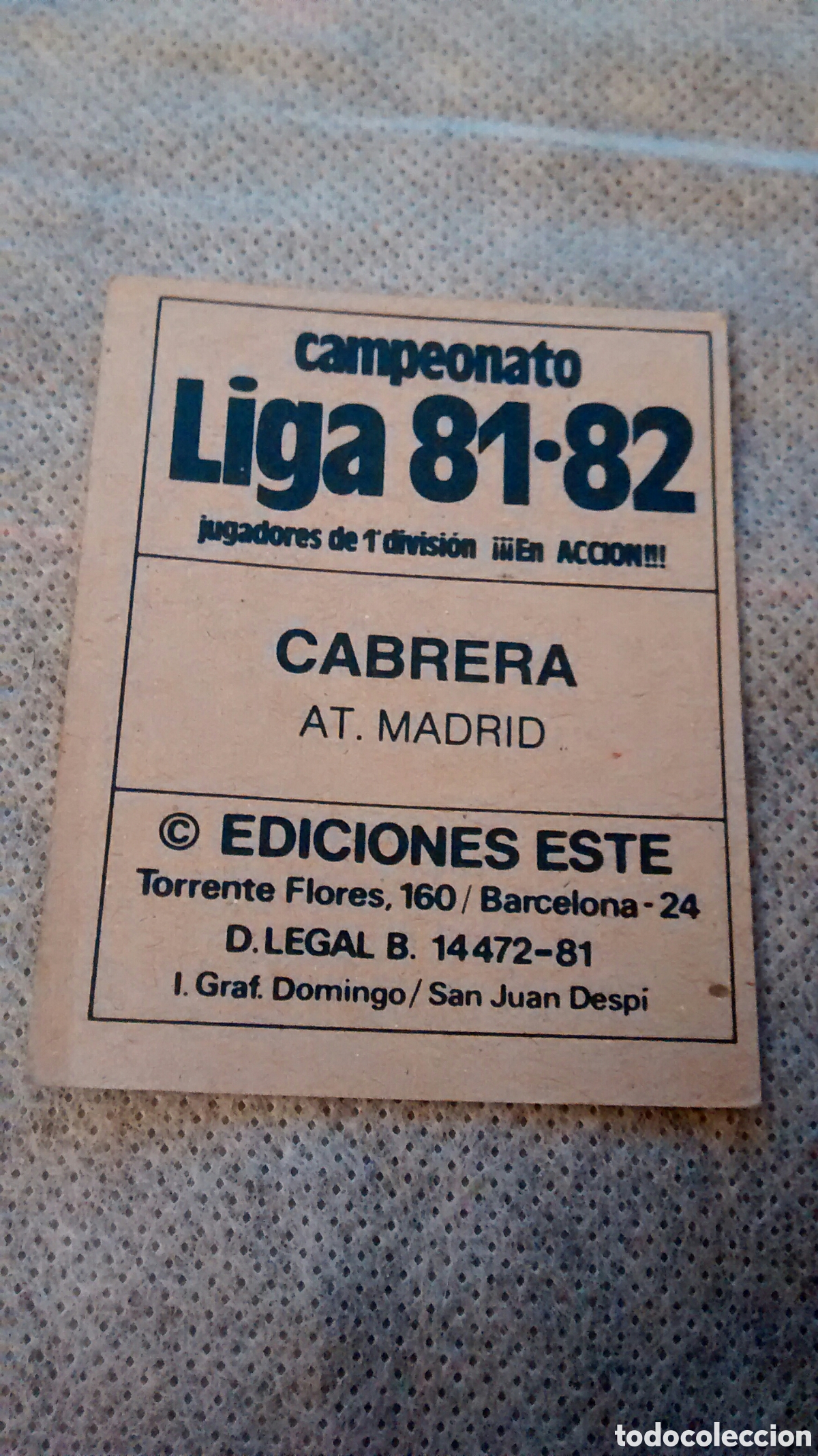 Cromos de f&uacute;tbol: 81 82 1981 1982 ESTE CABRERA, AT. MADRID (A2) - Foto 2
