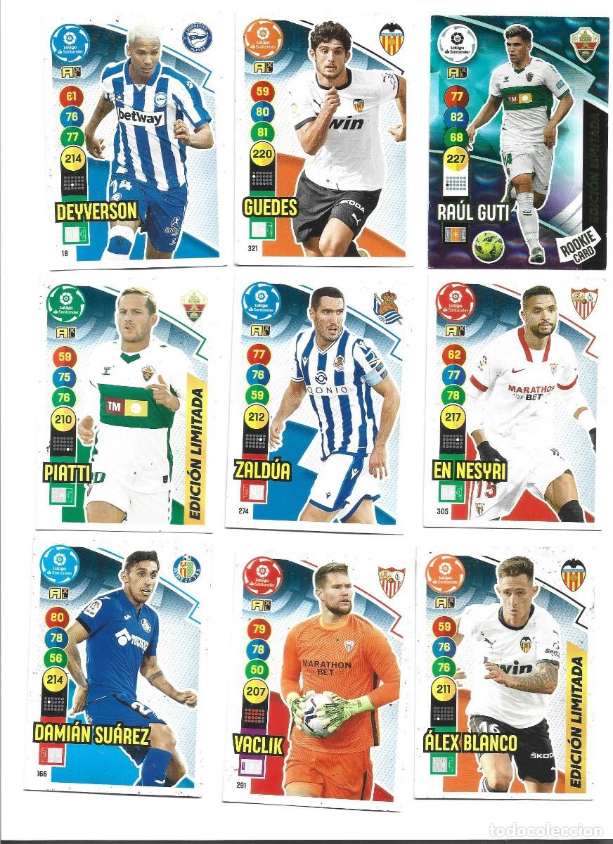 Cromos de F&uacute;tbol: 1 lote de 9 cromos adrenalyn liga 2020-2021 panini