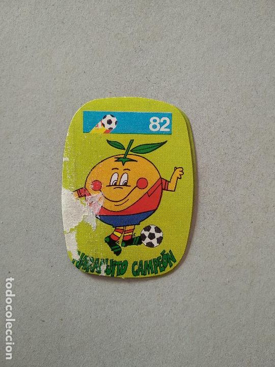 Cromos de F&uacute;tbol: MASCOTA NARANJITO CAMPEON CROMO FUTBOL MUNDIAL 1982 REYAUCA EL NARANJITO WORLD CUP ESPA&Ntilde;A 82
