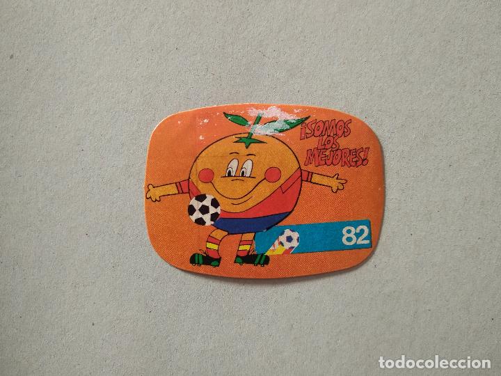Cromos de F&uacute;tbol: MASCOTA SOMOS LOS MEJORES ESPA&Ntilde;A 82 CROMO FUTBOL MUNDIAL 1982 REYAUCA EL NARANJITO WORLD CUP