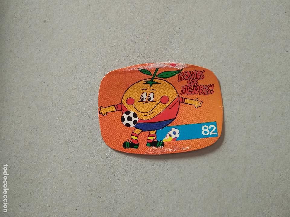 Cromos de F&uacute;tbol: MASCOTA SOMOS LOS MEJORES ESPA&Ntilde;A 82 CROMO FUTBOL MUNDIAL 1982 REYAUCA EL NARANJITO WORLD CUP