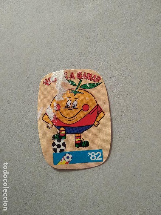Cromos de F&uacute;tbol: MASCOTA VAMOS A GANAR ESPA&Ntilde;A 82 CROMO FUTBOL MUNDIAL 1982 REYAUCA EL NARANJITO WORLD CUP