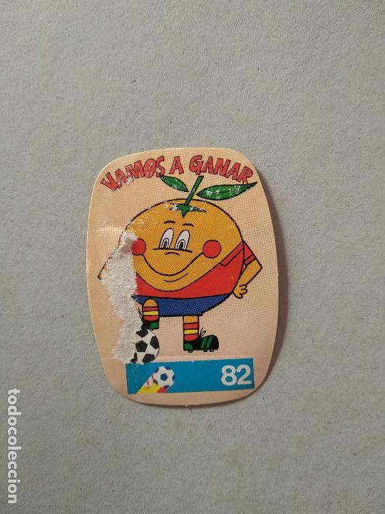 Cromos de F&uacute;tbol: MASCOTA VAMOS A GANAR ESPA&Ntilde;A 82 CROMO FUTBOL MUNDIAL 1982 REYAUCA EL NARANJITO WORLD CUP