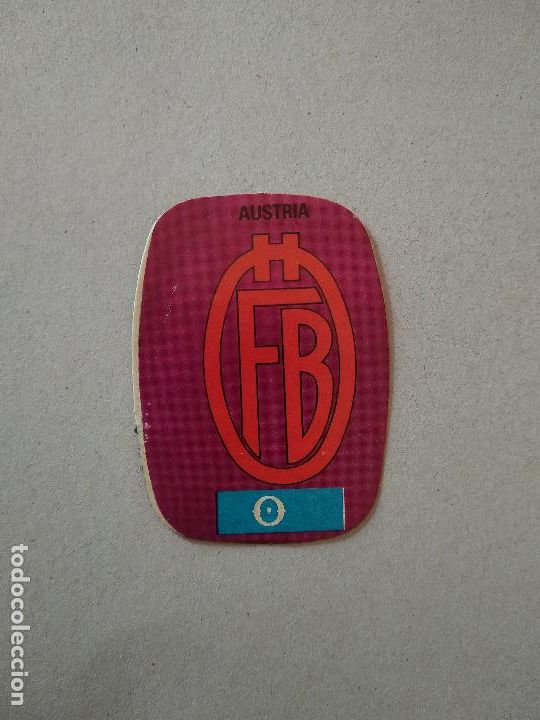 Cromos de F&uacute;tbol: ESCUDO AUSTRIA ESPA&Ntilde;A 82 CROMO FUTBOL MUNDIAL 1982 REYAUCA EL NARANJITO WORLD CUP