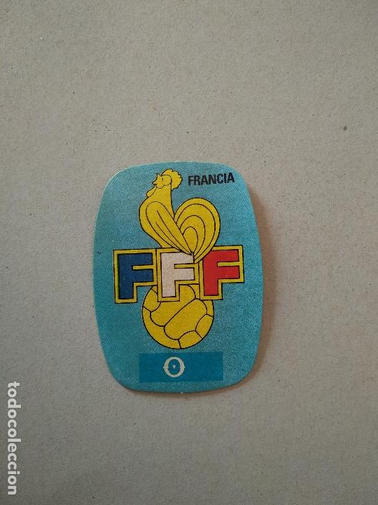 Cromos de F&uacute;tbol: ESCUDO FRANCIA ESPA&Ntilde;A 82 CROMO FUTBOL MUNDIAL 1982 REYAUCA EL NARANJITO WORLD CUP