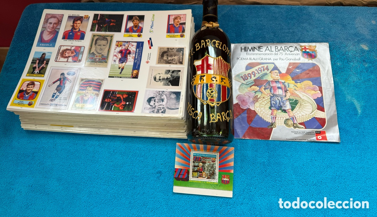 Cromos de f&uacute;tbol: Pack del Bar&ccedil;a cromos + Botella + Disco Vinilo + Sello - Foto 2