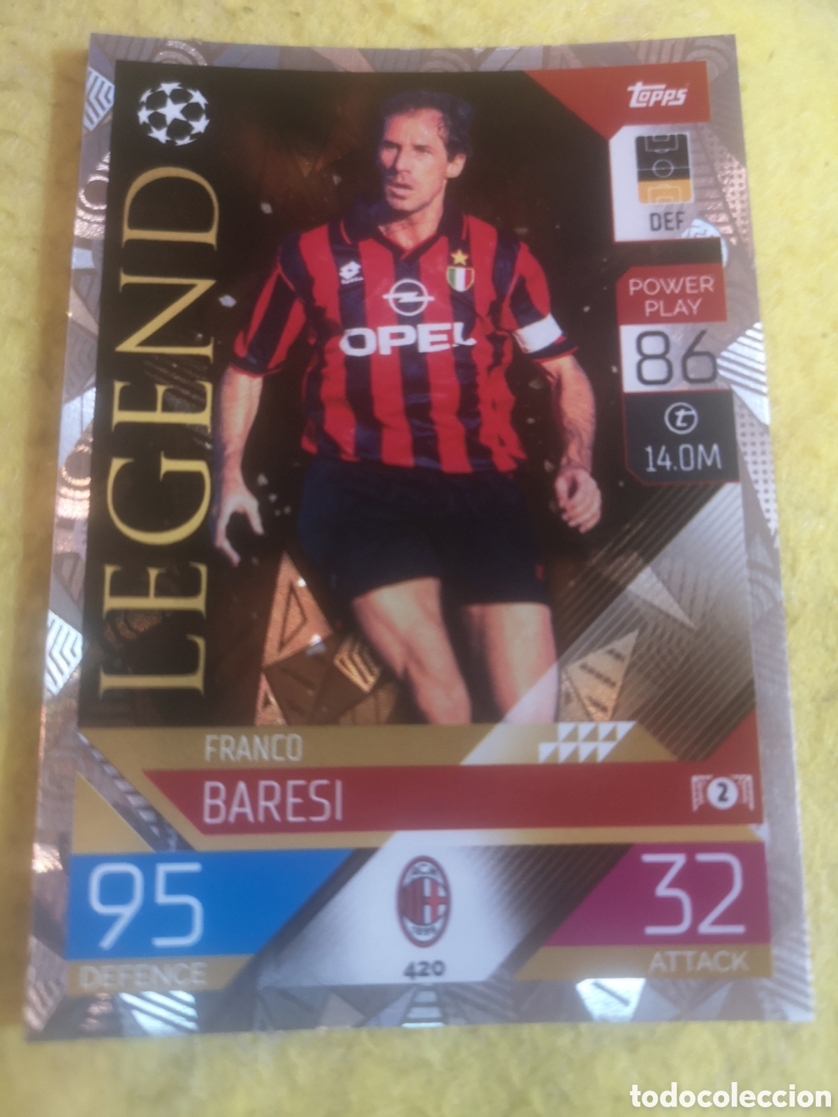 Cromos de f&uacute;tbol: MATCH ATTAX 2022 2023 - 22 23 CHAMPIONS TOPPS LEGEND BARESI 420 MILAN