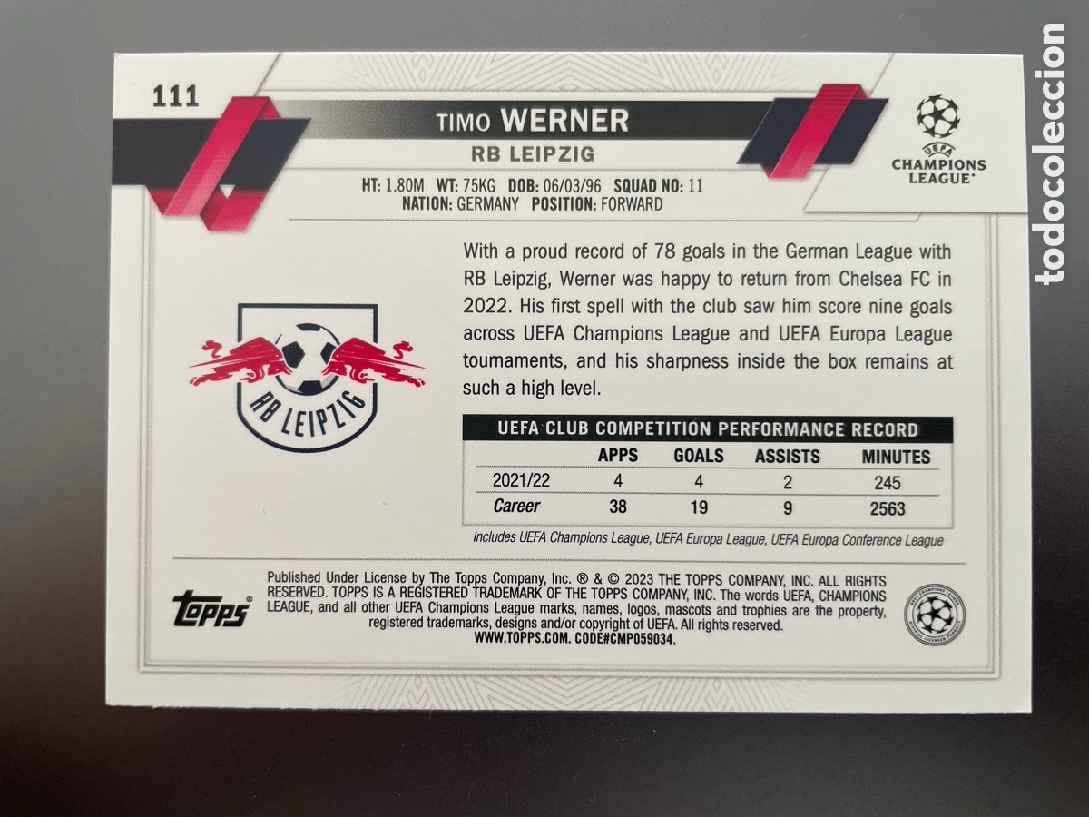 Cromos de f&uacute;tbol: Werner 111 Topps UCL 2023 Leipzig - Foto 2