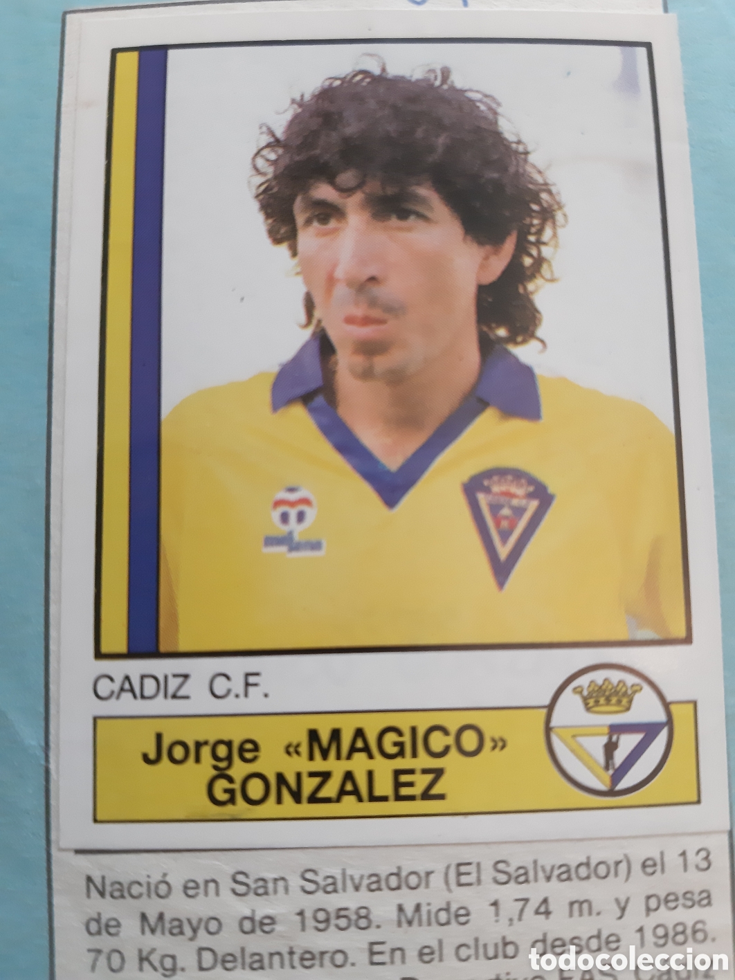 Cromos de f&uacute;tbol: MAGICO GONZALEZ CADIZ N&ordm; 92 CROMO FUTBOL 87 PANINI RECORTADO