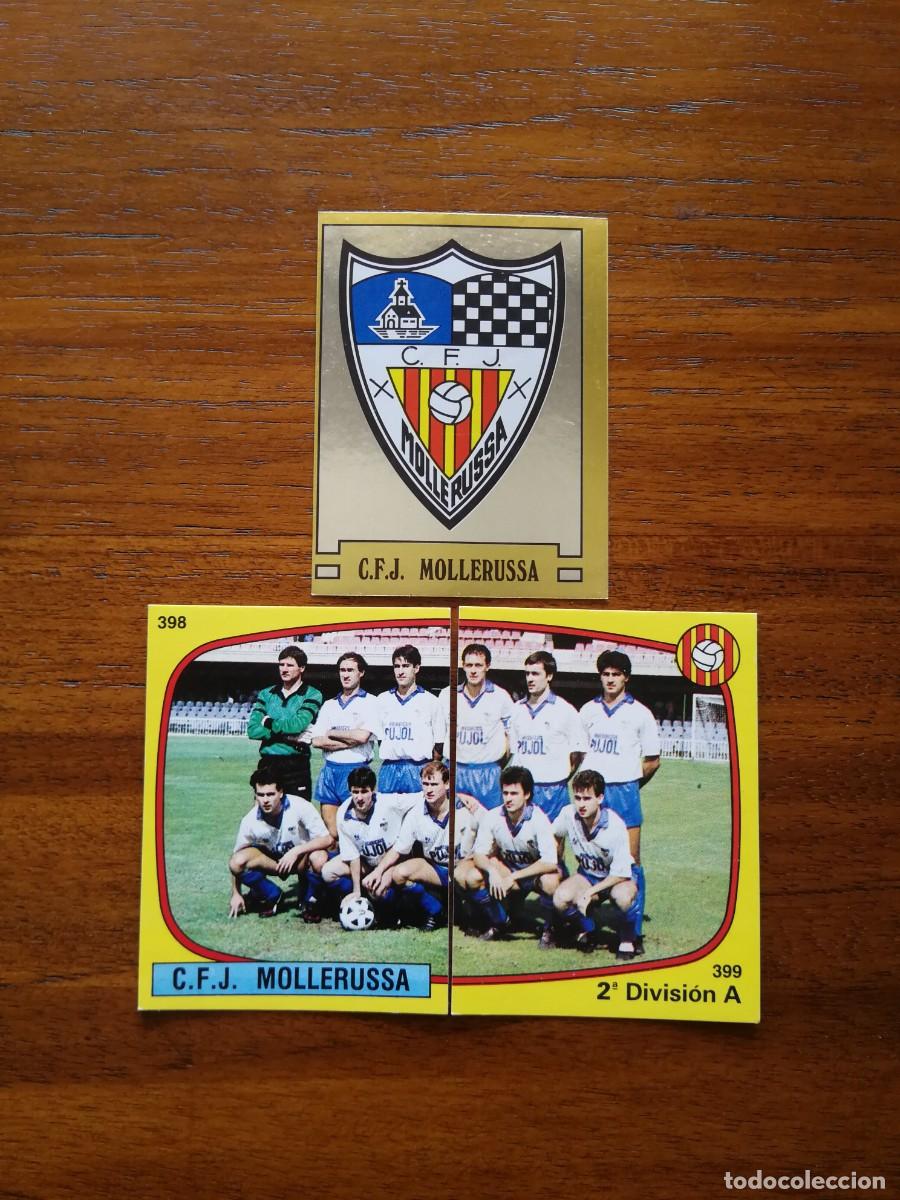 Cromos de f&uacute;tbol: C.F.J. MOLLERUSSA - PANINI FUTBOL 89 - Completo (3 cromos sin pegar) 1988/89 88/89