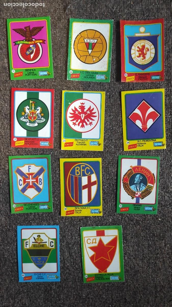 Cromos de F&uacute;tbol: Lote 11 cromos crecs Cropan Escudos equipos de Europa