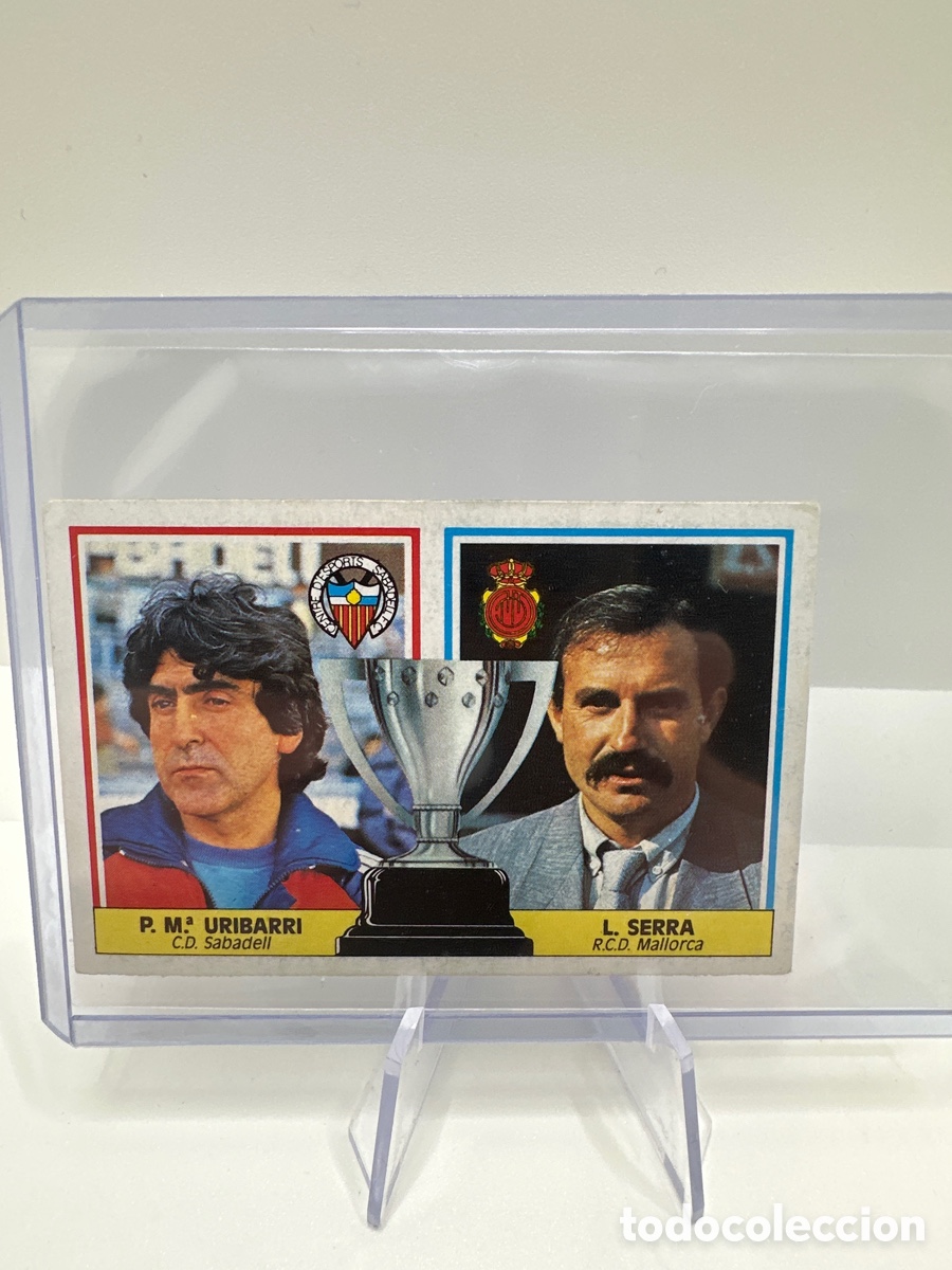 Fu&szlig;ball-Sticker: Cromo Entrenadores Uribarri Serra LIGA Este 1986 1987 86 87 Sin pegar