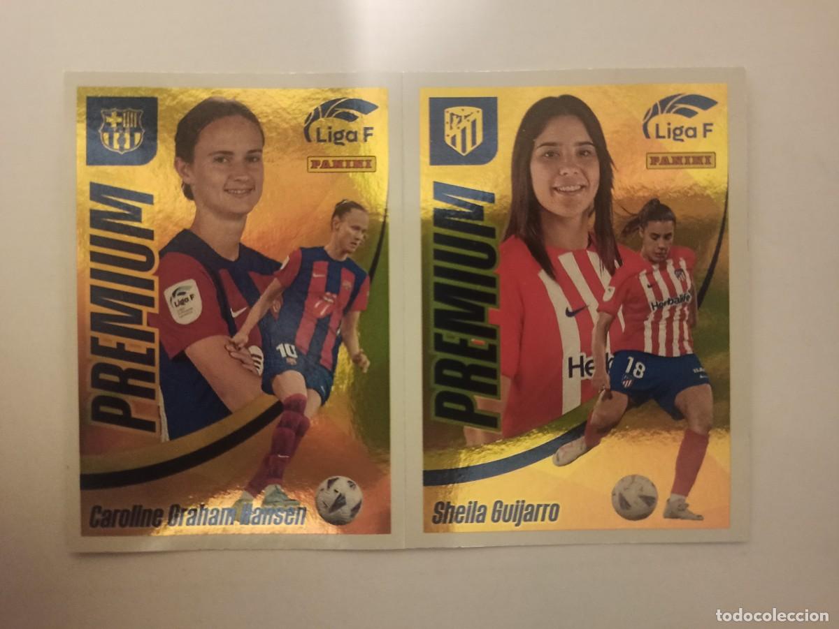 Cromos de F&uacute;tbol: 2 CROMOS PREMIUM LIMITADA CAROLINE GRAHAM HANSEN BAR&Ccedil;A SHEILA GUIJARRO ATL&Eacute;TICO - LIGA F 2024 23 24