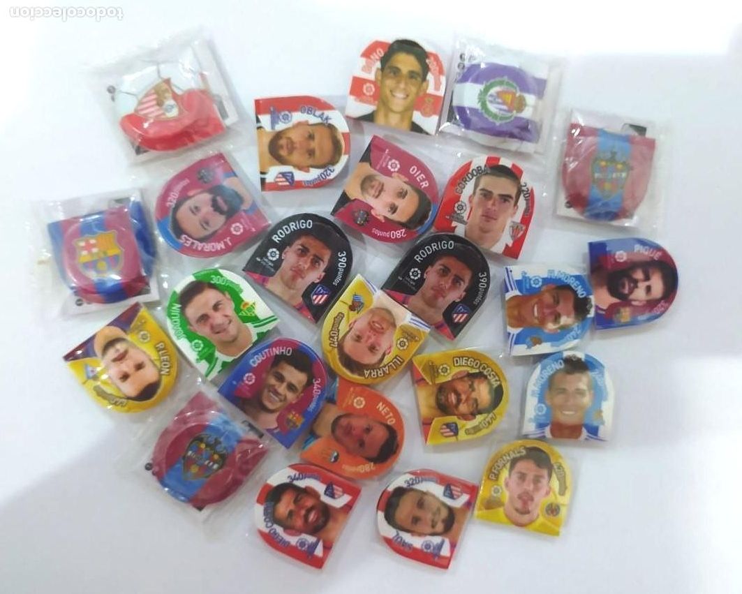 Cromos de F&uacute;tbol: LOTE DE 24 GREFUFICHAS GREFUCHAPAS LIGA SANTANDER FUTBOL GREFUSA 2018/2019