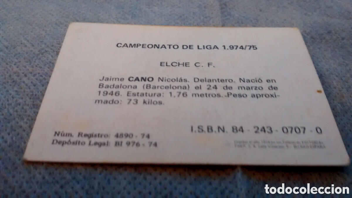 Cromos de f&uacute;tbol: 74 75 FHER CANO, ELCHE - Foto 2