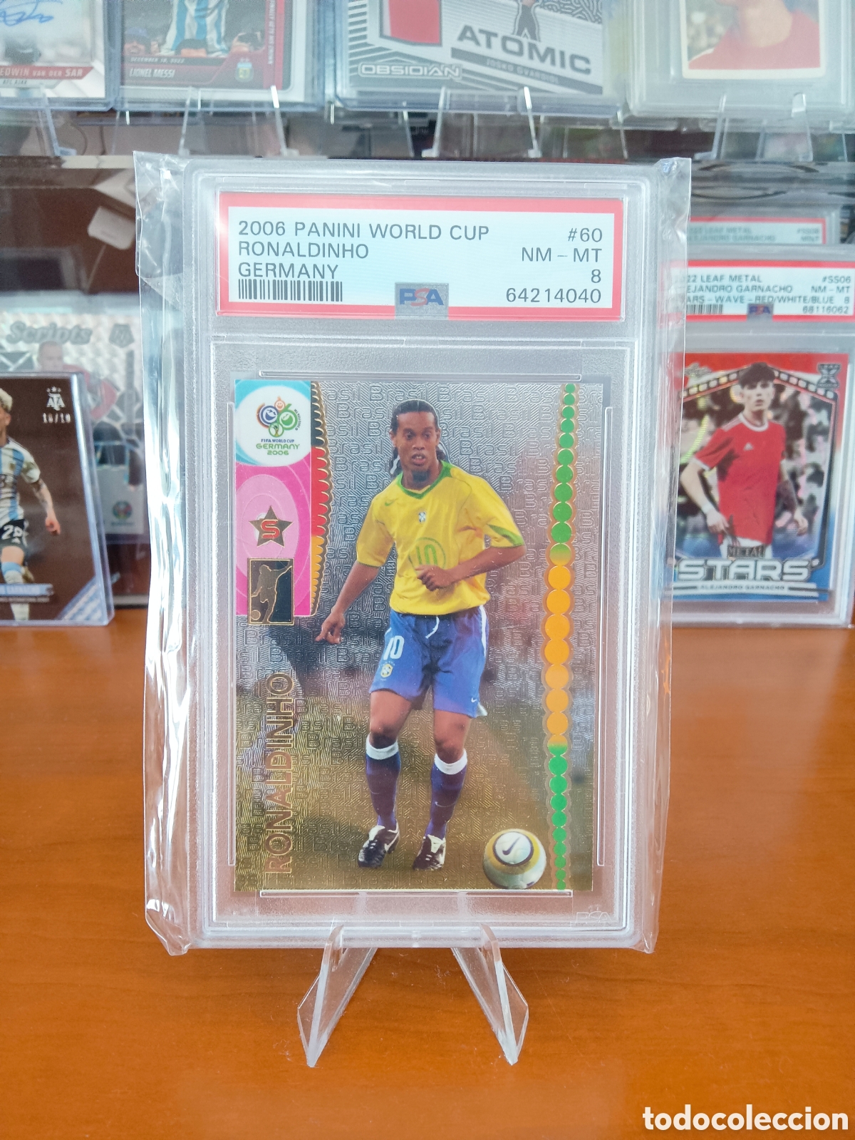 Cromos de f&uacute;tbol: Ronaldinho 60 Mundial World Cup 2006 PSA 8