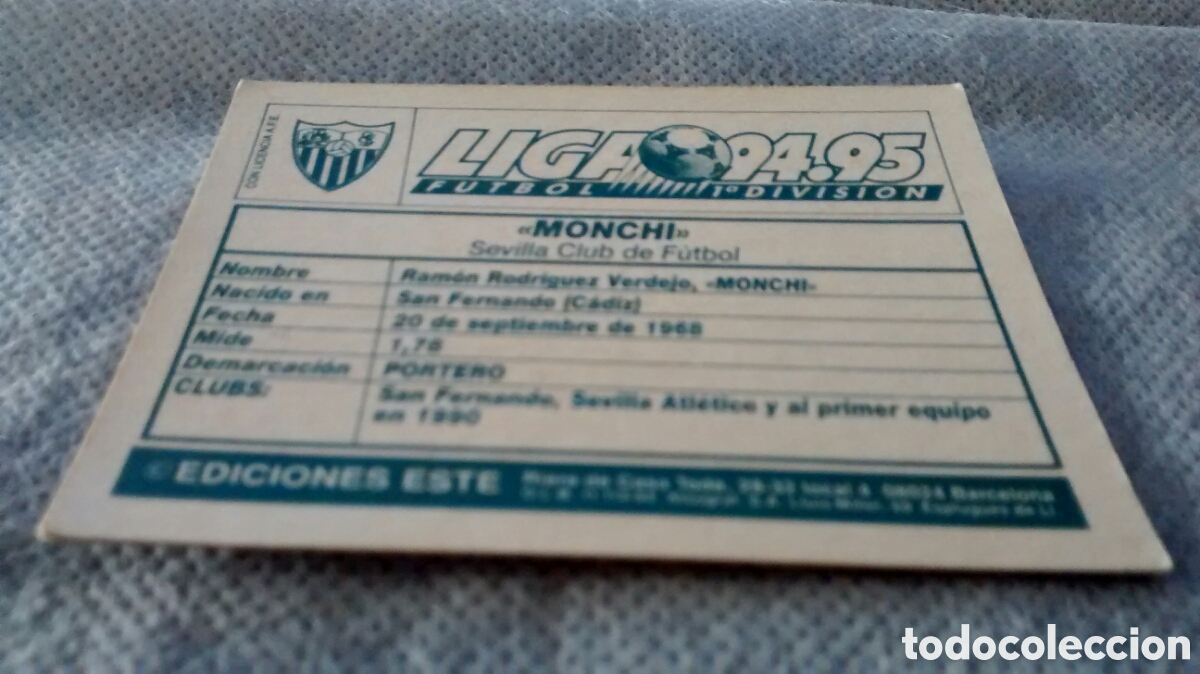 Cromos de f&uacute;tbol: 94 95 1994 1995 ESTE MONCHI, SEVILLA - Foto 2