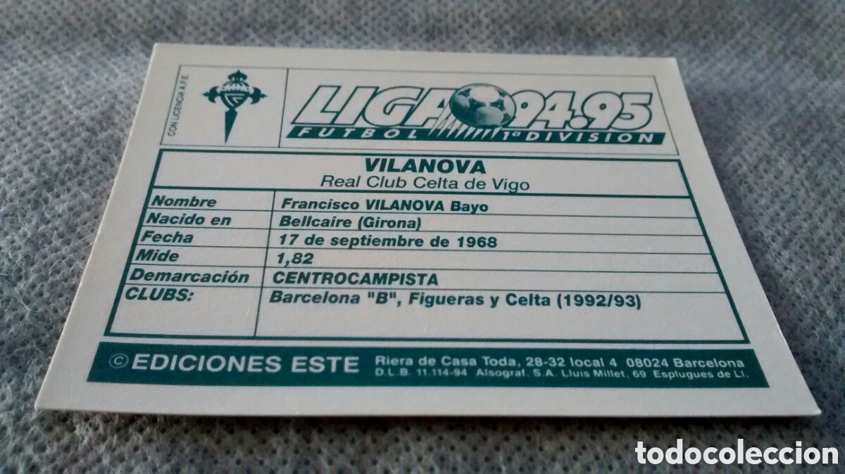 Cromos de f&uacute;tbol: 94 95 1994 1995 ESTE VILANOVA, CELTA - Foto 2