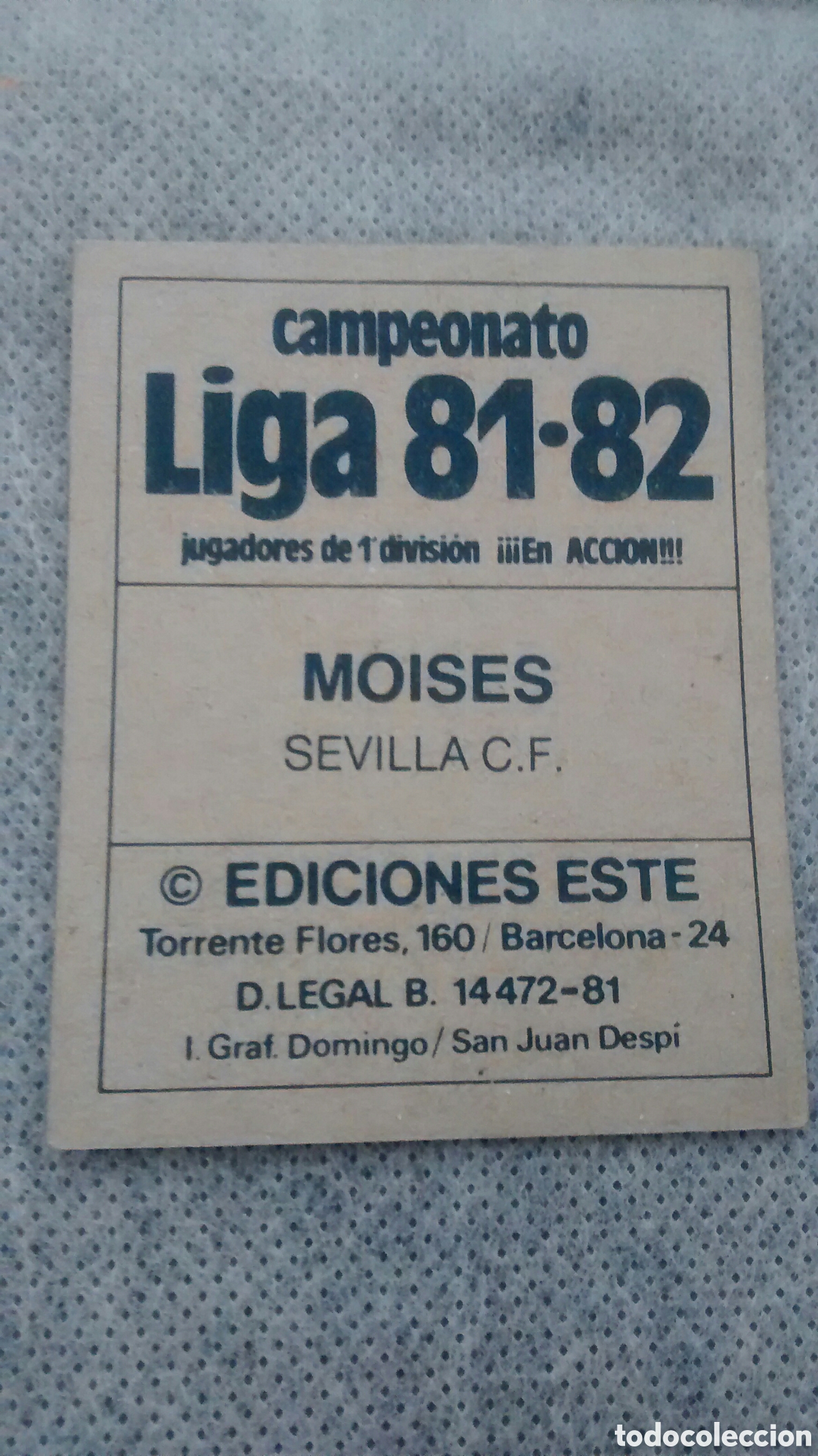 Cromos de f&uacute;tbol: 81 82 1981 1982 ESTE MOISES, SEVILLA - Foto 2