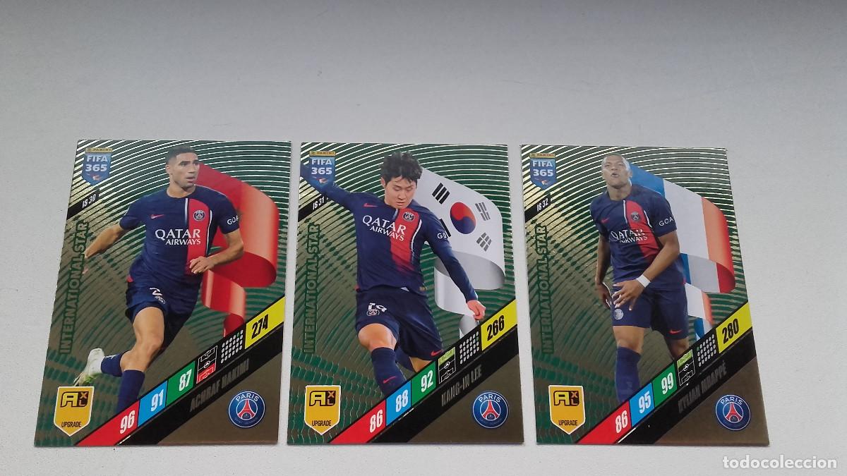 Cromos de f&uacute;tbol: PANINI FIFA 365 ADRENALYN UPGRADE COMPLETO psg paris mbappe hakimi lee international star complete