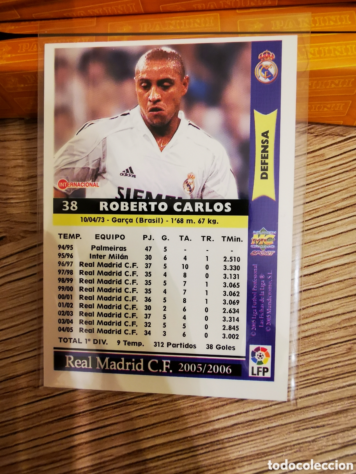 Carte Roberto Carlos – Real Madrid – Mundicromo Liga 2001-2002 – Espagne