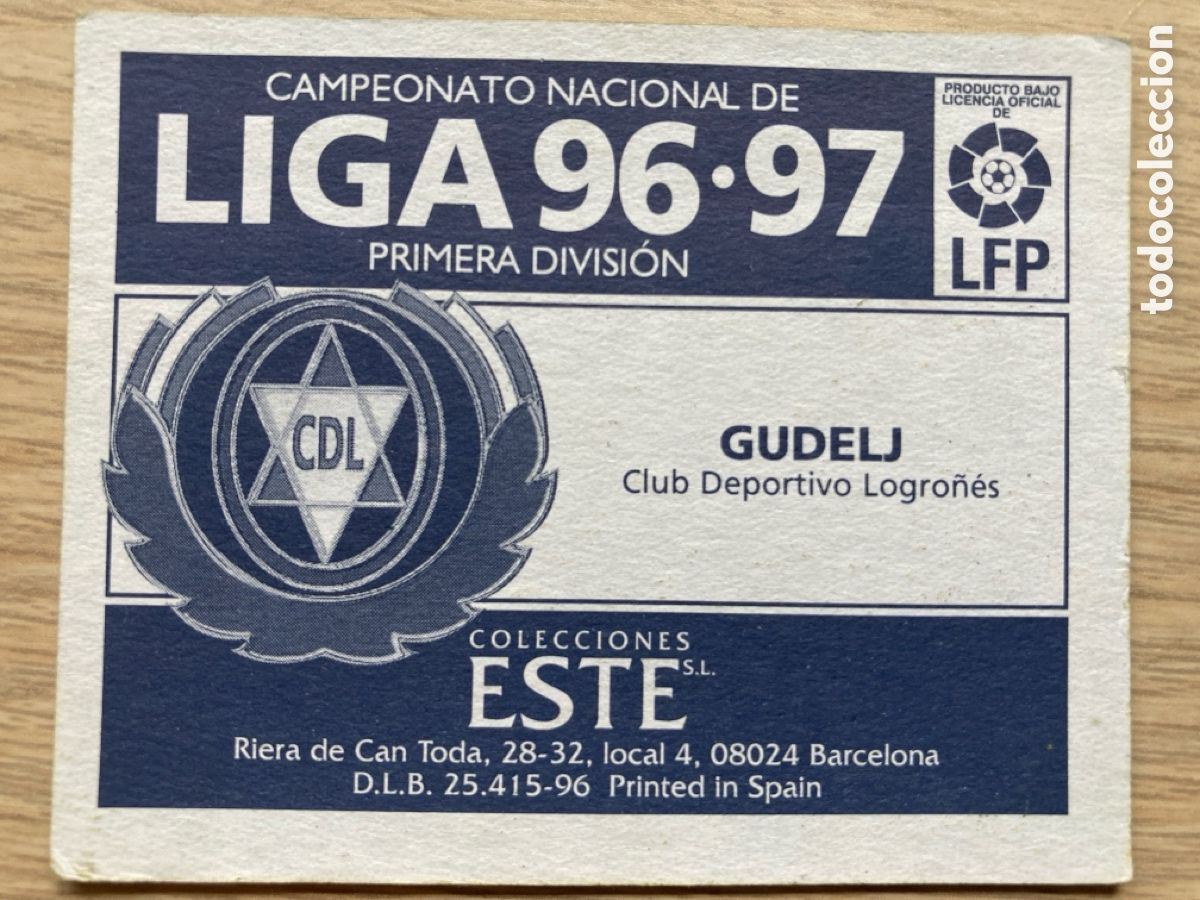 Cromos de f&uacute;tbol: GUDELJ LOGRO&Ntilde;ES EDICIONES ESTE 1996-97 BAJA ESTE 96-97 - Foto 2