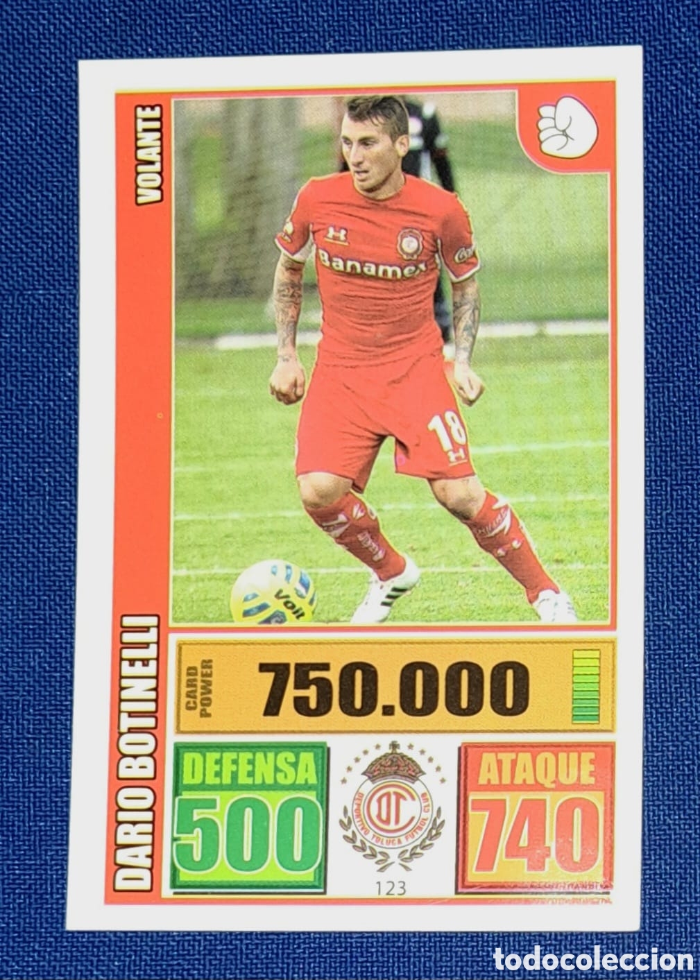 Fu&szlig;ball-Sticker: Tarjeta coleccionable del futbolista Dario Botinelli del equipo mexicano Toluca 2016
