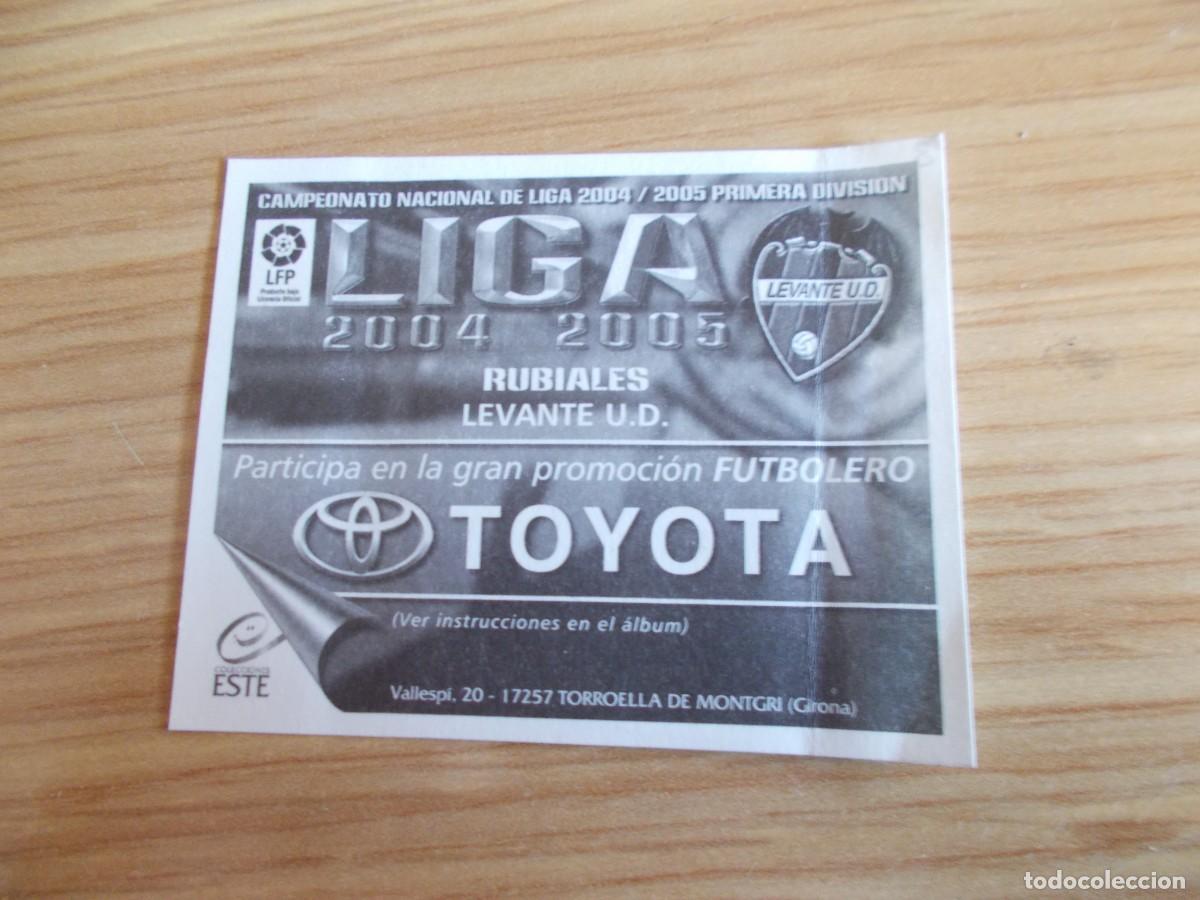 Cromos de f&uacute;tbol: ESTE 04-05 RUBIALES LEVANTE VENTANILLA CON TODA LA TRASERA - Foto 2