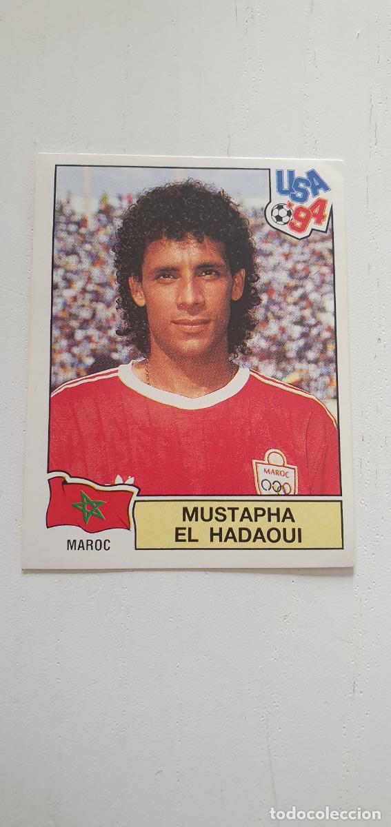 Cromos de f&uacute;tbol: Cromo adhesivo de panini, futbol USA 94, Mustapha El Hadaoui, Marruecos, n&ordm; 408, sin pegar.