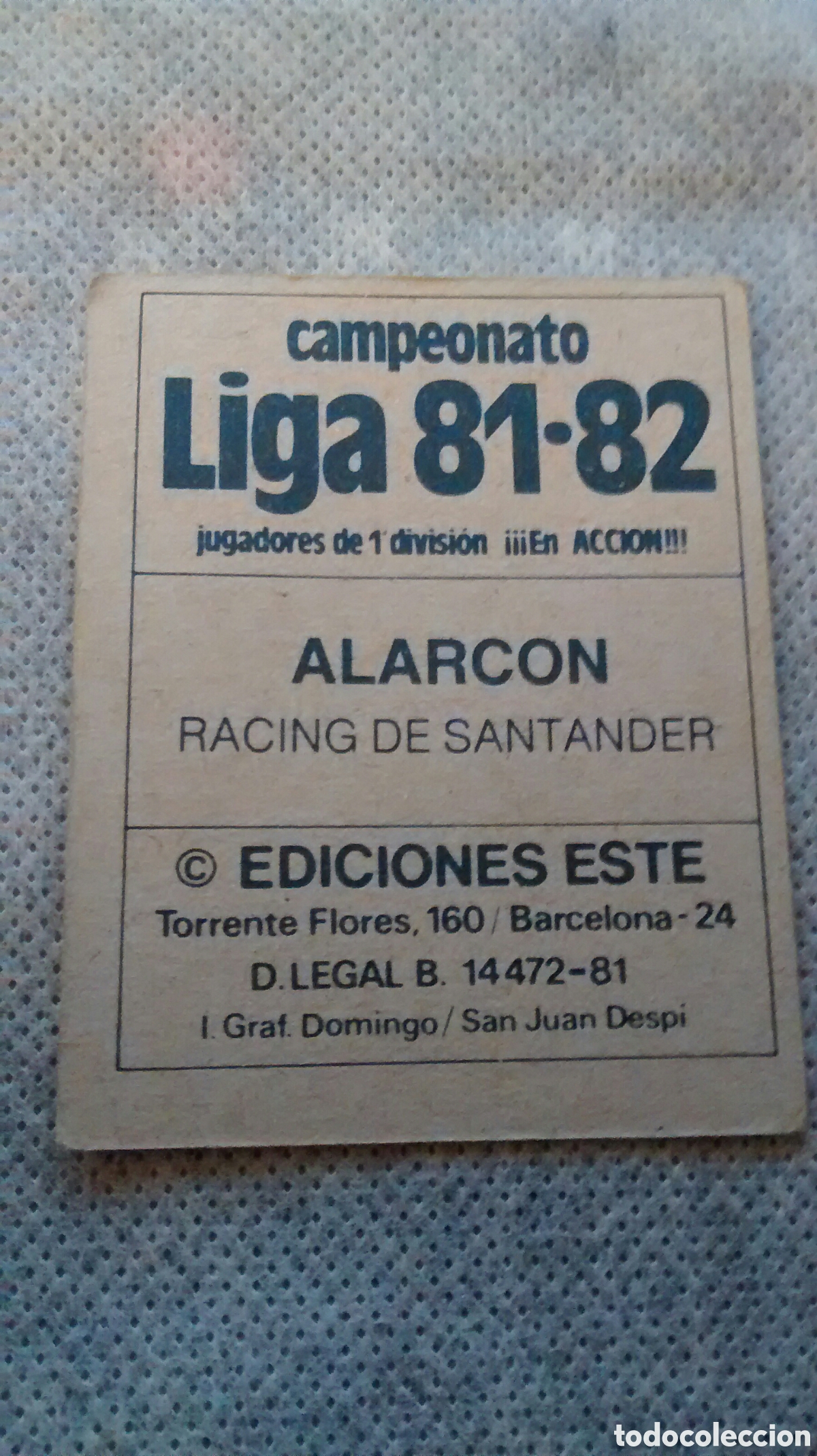 Cromos de f&uacute;tbol: 81 82 1981 1982 ESTE ALARCON, RACING (A1) - Foto 2