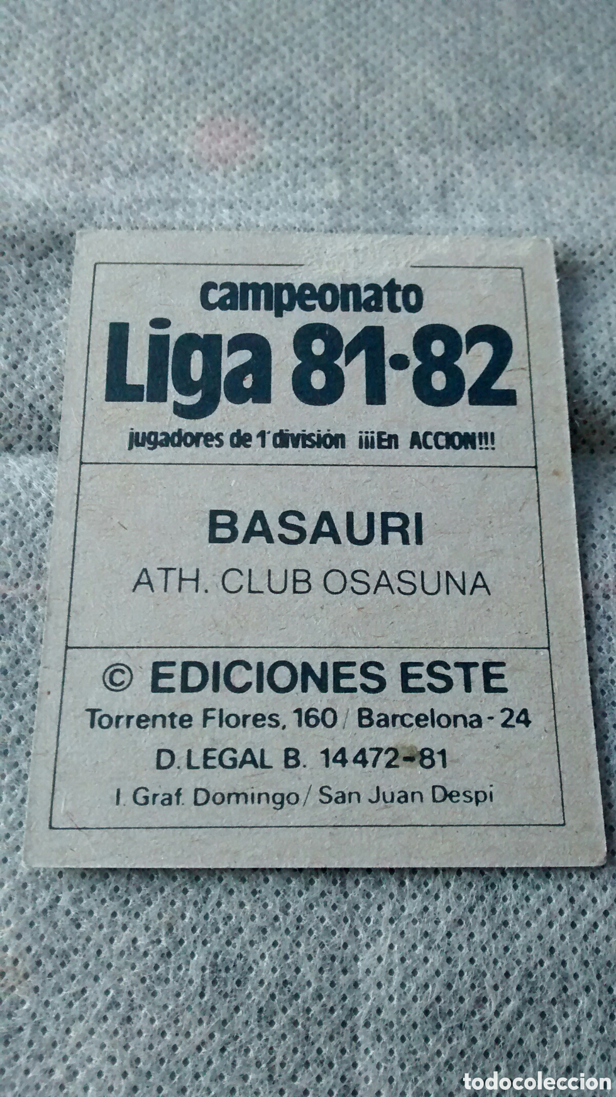 Cromos de f&uacute;tbol: 81 82 1981 1982 ESTE BASAURI, OSASUNA, DESPEGADO - Foto 2