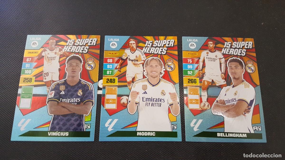 Cromos de F&uacute;tbol: LOTE PANINI ADRENALYN 2023 24 15&ordm; ANIVERSARIO DREAM BOX SUPER HEROES 3 CROMOS DEL REAL MADRID