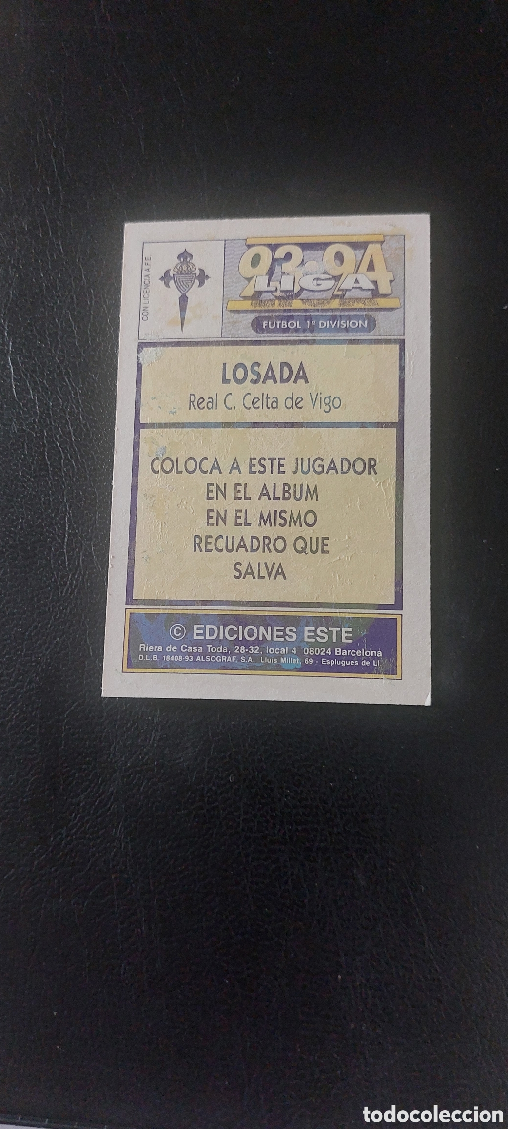 Cromos de f&uacute;tbol: Losada celta coloca 93/94 - Foto 2