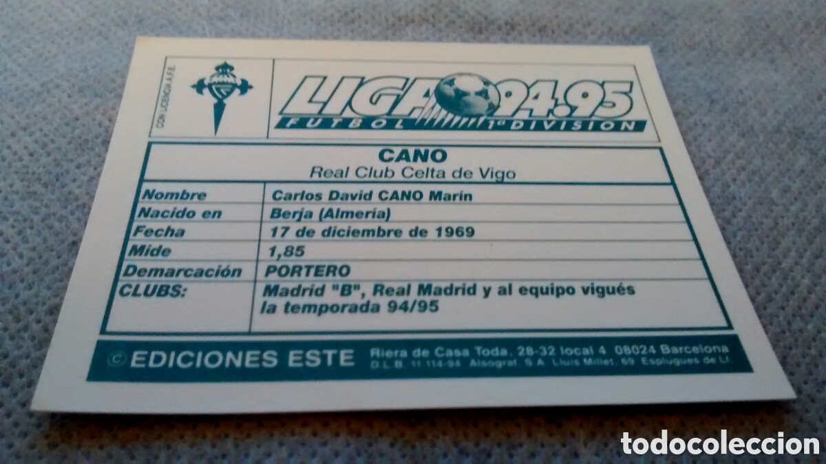 Cromos de f&uacute;tbol: 94 95 1994 1995 ESTE CANO, CELTA - Foto 2