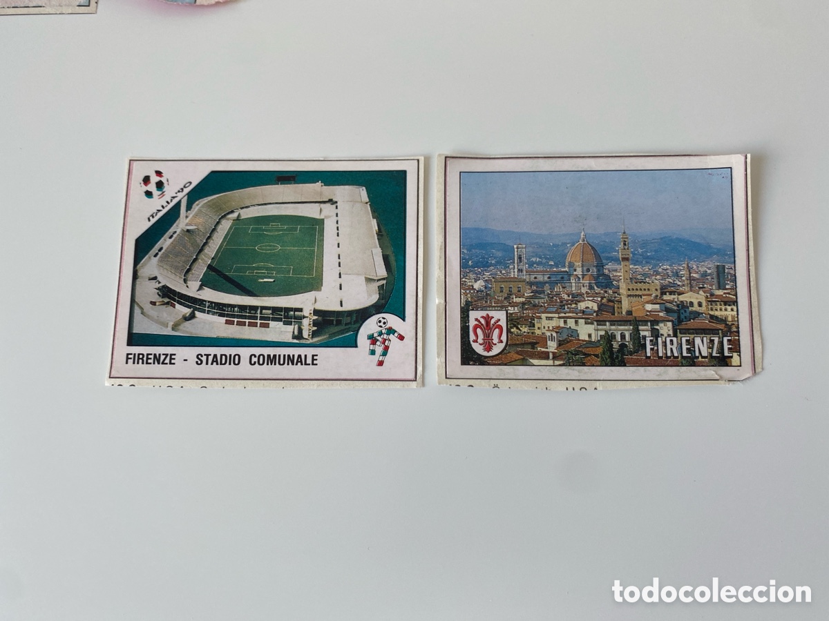 Cromos de f&uacute;tbol: Cromos panini mundial Italia 90 n&uacute;meros 11 y 12 Firenze - Stickers album world cup 1990 Italy