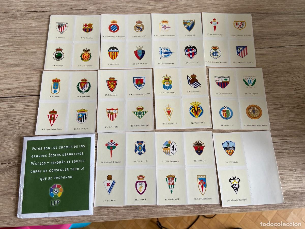 Figurine di Calcio: R26634 SOBRE GRANDES IDOLOS DEPORTIVOS LFP TODOS LOS ESCUDOS FUTBOL SIN PEGAR TEMPORADA 2000 2001