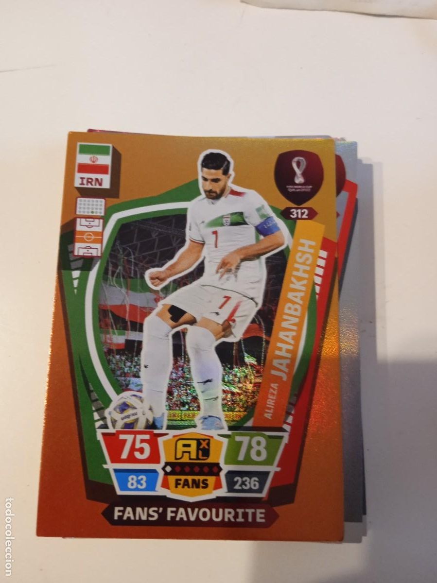 Fu&szlig;ball-Sticker: C-PAQ CROMO FUTBOL ADRENALYN XL MUNDIAL 2022 QATAR PANINI JAHANBAKHSH 312 IR&Aacute;N FANS FAVOURITE