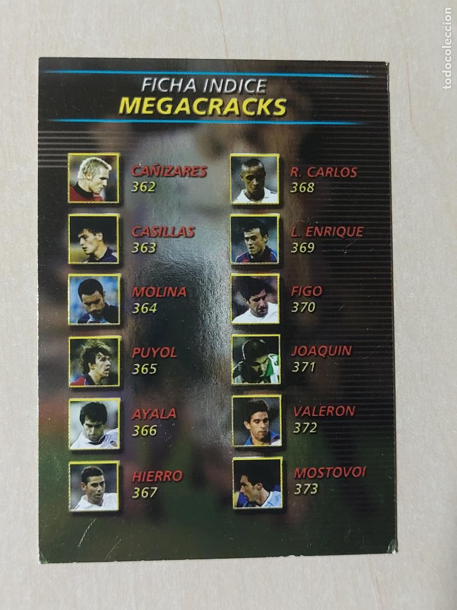 Cromos de F&uacute;tbol: CROMO N&ordm; 361 INDICE - MEGAFICHAS 2002 03 - MEGACRACKS