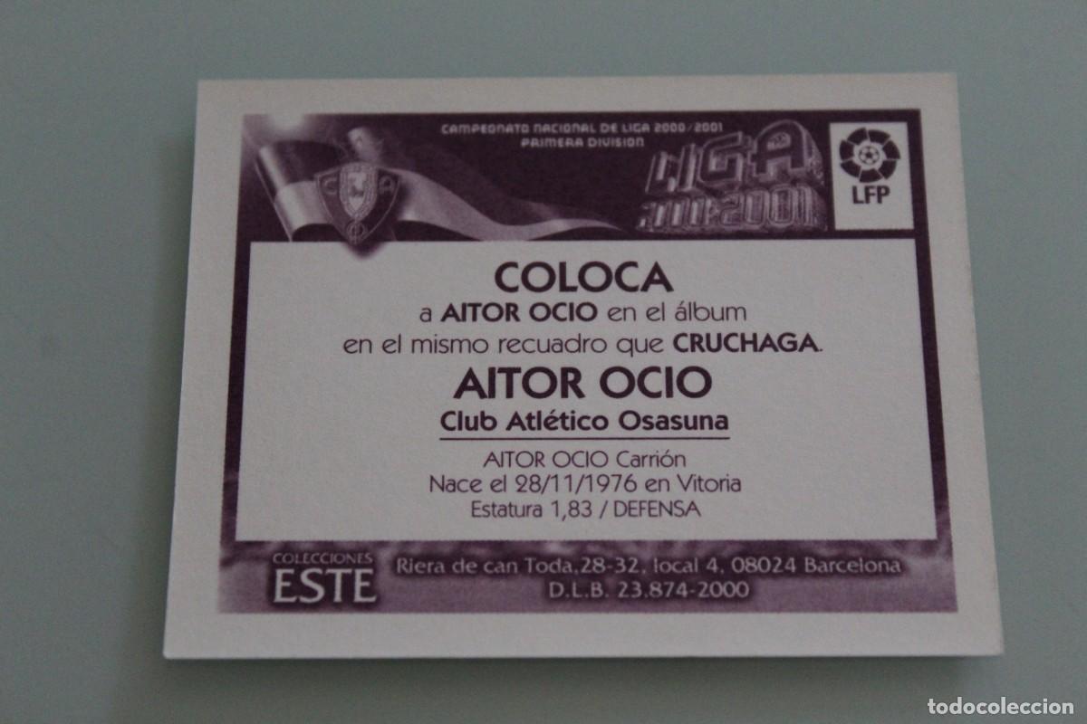 Cromos de f&uacute;tbol: ESTE 00 01 AITOR OCIO COLOCA SIN PEGAR - Foto 2