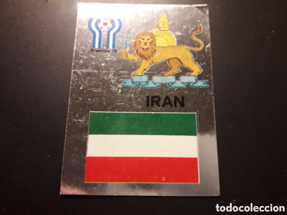Cromos de f&uacute;tbol: IR&Aacute;N ESCUDO Y BANDERA N&deg; 11 PLATEADO MAGA 78 79 1978 1979 SIN PEGAR PEDIDO M&Iacute;NIMO 3&euro;